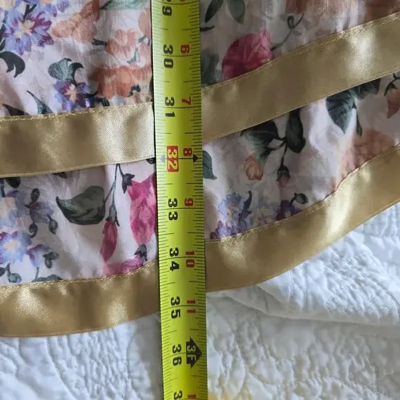 Nas Boutique Floral Mini Slip Dress Gold Satin Trim-S Y2K Cottagecore Coquette - Picture 8 of 8